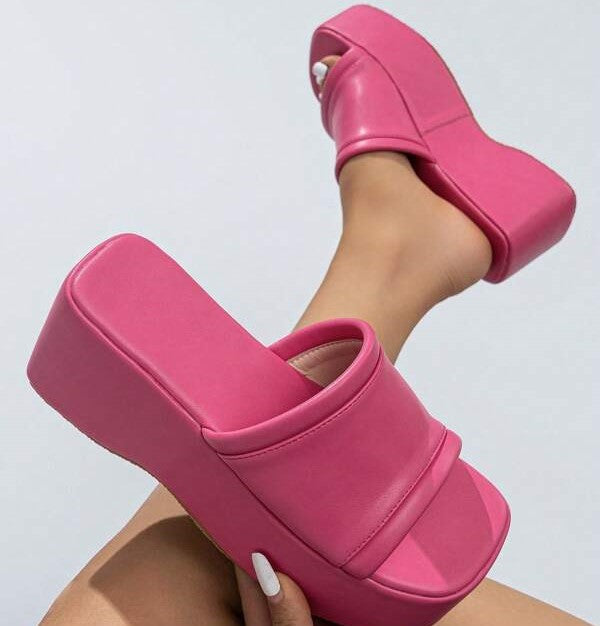 Pink Single Strap Wedges